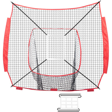 Mophorn 7x7 piedi rete da allenamento per baseball e softball,ausilio portatile per l'allenamento di battuta e lancio,attrezzatura di sicurezza con zona di strike,220 V, 100 W,nylon resistente,nero