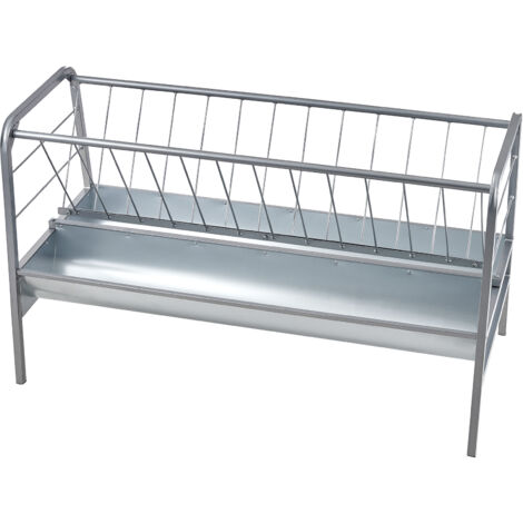 Mophorn 80-Gallon Livestock Hay Feeder, 2-in-1 Grain & Hay Feeder, 59" Goat Hay Feeder, Heavy Duty Steel, Deep Feeding Pan for Sheep Farms & Sheds, Pasture Use