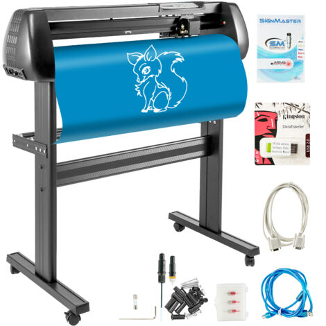 Mophorn 87CM Plotter de Decoupe Vinyle Traceur de Decoupe avec Logiciel SIGNMASTER Plotter Decoupe avec Support au Sol Force et Vitesse Ajustables
