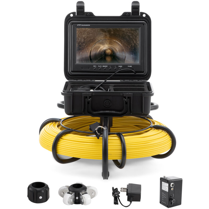 Image of 9' 720p Rohrinspektionskamera, 300 Fuß Kabel, Kanalkamera, europäischer Stecker - Mophorn
