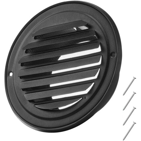 Mophorn 97mm Wall Vent Cover, Round Louvered AC Vent with Protective Screen, Durable Stainless Steel for Home, Bathroom, Garage, Kitchen, Basement (2 Pack, Black)