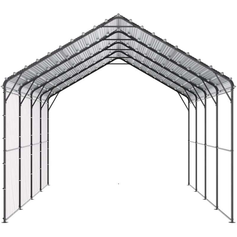 Mophorn - Abri d'auto en métal robuste 12' x 20', tente d'extérieur pour voiture avec cadre et toit en acier galvanisé, parois latérales amovibles,