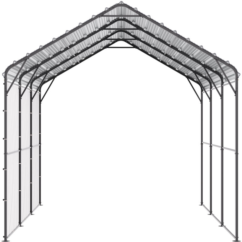 Mophorn - Abri d'auto en métal robuste, abri d'auto extérieur de 10' x 15' avec cadre et toit en acier galvanisé, parois latérales amovibles, pour