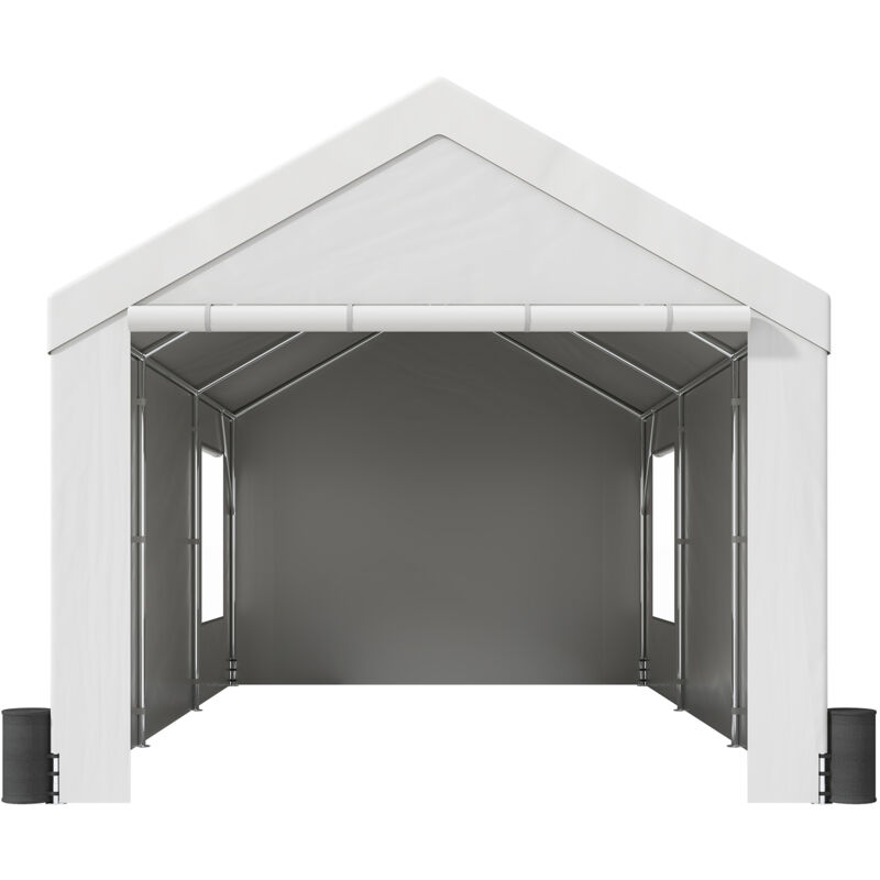 Mophorn - Abri d'auto robuste 12x20 pi, garage portable avec fenêtres enroulables, parois latérales amovibles, bâche résistante aux uv pour suv,