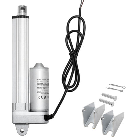Mophorn Actionneur Linéaire 12 V, Course 101,6 mm, Étanchéité IP65, Force 3000 N, Vitesse 5 mm/s, avec Supports de Montage, pour Portes Automatiques, Panneaux Solaires et Équipements Industriels