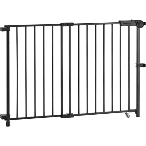 Mophorn Adjustable Baby Gate, 29.5-43 Inches Wide, 28 Inches Tall Safety Gate for Kids and Pets, No Bottom Bar, Walk-Through Design, One-Hand Operation, Includes Screws
