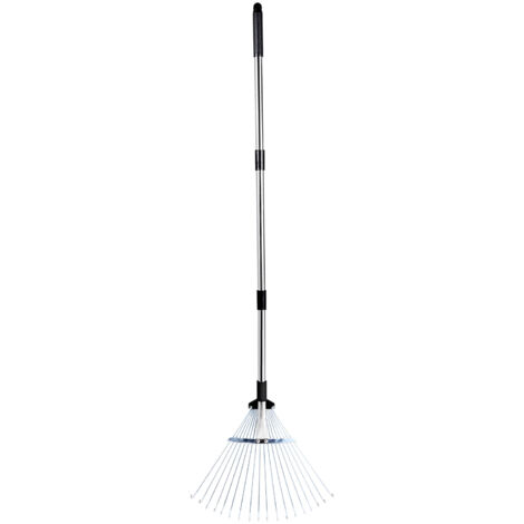 Mophorn Adjustable Garden Rake with 18 Metal Tines, Expandable Head (7.7-17.1 Inches) and Extendable Handle (32.3-55.6 Inches), Durable Stainless Steel Tool for Leaves, Grass, and Yard Maintenance