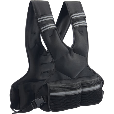 Mophorn Adjustable Weighted Vest, 11-20lb with 6 Ironsand Weights & Reflective Stripe, Body Weight Vest for Men & Women, Strength Training, Running, Jogging