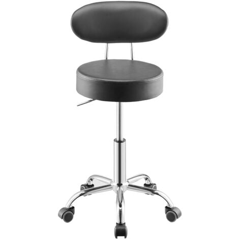 Mophorn Adjustable Workshop Stool with Backrest, Pneumatic Rolling Seat with Wheels, 300 lbs Capacity, 360° Swivel Padded Garage Chair for Auto Repair, Shop, and Workshop, Black