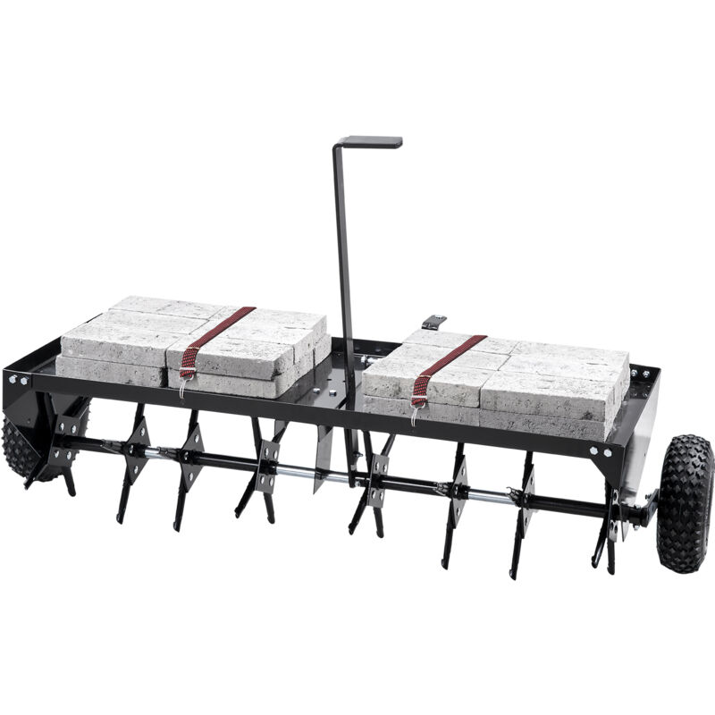 Mophorn Aérateur de Gazon Remorqué, 1219,2 mm, Aérateur de Pelouse avec Attelage Universel, Pointes de Fer Alternées, Améliore l'Oxygénation des