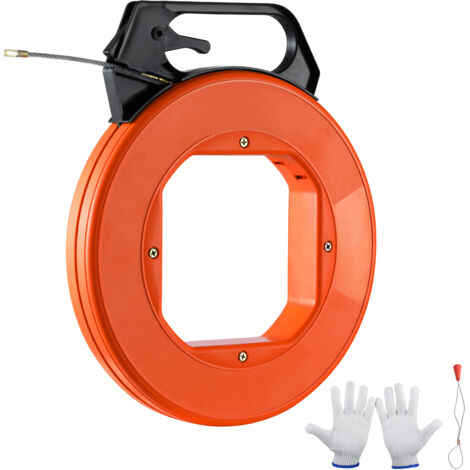 Mophorn Ago da Elettricista 38,1m Estrattore per Cavo Elettrico Estrattore per Cavo Flessibile da 4,5mm con Custodia in Plastica Guanti con Manico Resistente Parete Condotti Elettrici Non Conduttivi