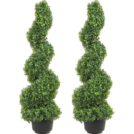 Mophorn Alberi di bosso topiari artificiali alti 3 piedi (2 pezzi) Pianta finta verde da esterno con foglie sostituibili per interni/esterni/giardino decorativi