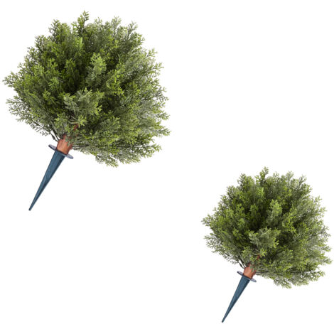 Mophorn Alberi di Cipresso Artificiali con Picchetto da Terra, Set di 2 da 406 mm, Arbusti e Cespugli Decorativi, Piante in Vaso dall'Aspetto Naturale per Portici e Decorazioni