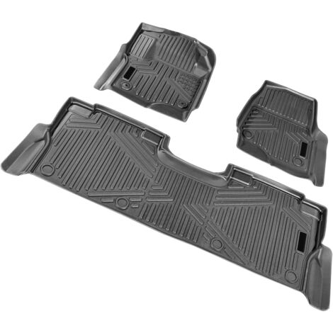 Mophorn Alfombrillas para automóvil, compatibles con Ford F-250/F-350/F-450 2017-2022, revestimientos de 3 piezas para la primera y segunda fila, alfombrillas TPE personalizadas para todo tipo clima