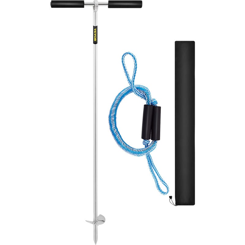 Mophorn - vevor Ancre a Vis 90 cm de Long, Ancrage de Sol dans le Sable de Plage en Acier Inoxydable 316, avec Poignee Amovible, Ligne Elastique et