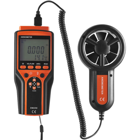 Mophorn Anemómetro de mano dividido, 14 ℉-140 ℉, medidor digital de velocidad del viento, medidor CFM con retroiluminación LED, mide la velocidad del viento, la temperatura y el flujo de aire
