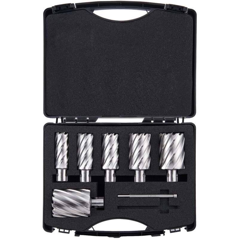 Mophorn - Annular Cutter Set, 6 pcs Universal Shank Mag Drill Bits, 2' Cutting Depth, 1' to 2' Cutting Diameter, M2AL High-Speed Steel, with 2 Pilot