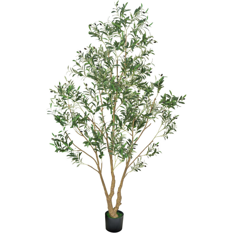 Mophorn Arbre Artificiel 2,4 m, Plante Décorative en PE avec Pot Noir, Tronc et Feuillage Réalistes, Faux Olivier pour Bureau, Salon, Chambre ou