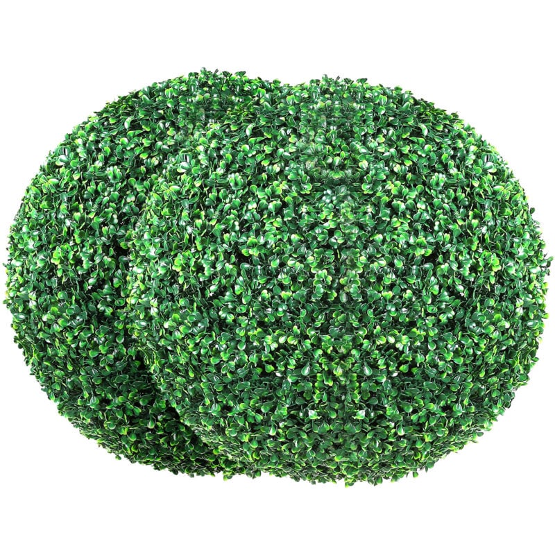 Mophorn Arbres topiaires artificiels en buis Mophorn, 20 po de haut (2 pièces), fausses plantes en forme de boule, boules décoratives vertes toute