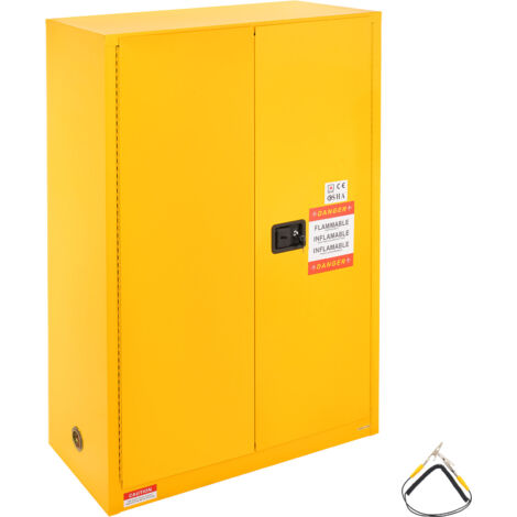 Mophorn Armadio di sicurezza per liquidi infiammabili da 45 galloni - 42,9 x 18,1 x 65,2 pollici, giallo. Realizzato in acciaio laminato a freddo, armadio per lo stoccaggio di liquidi infiammabili.