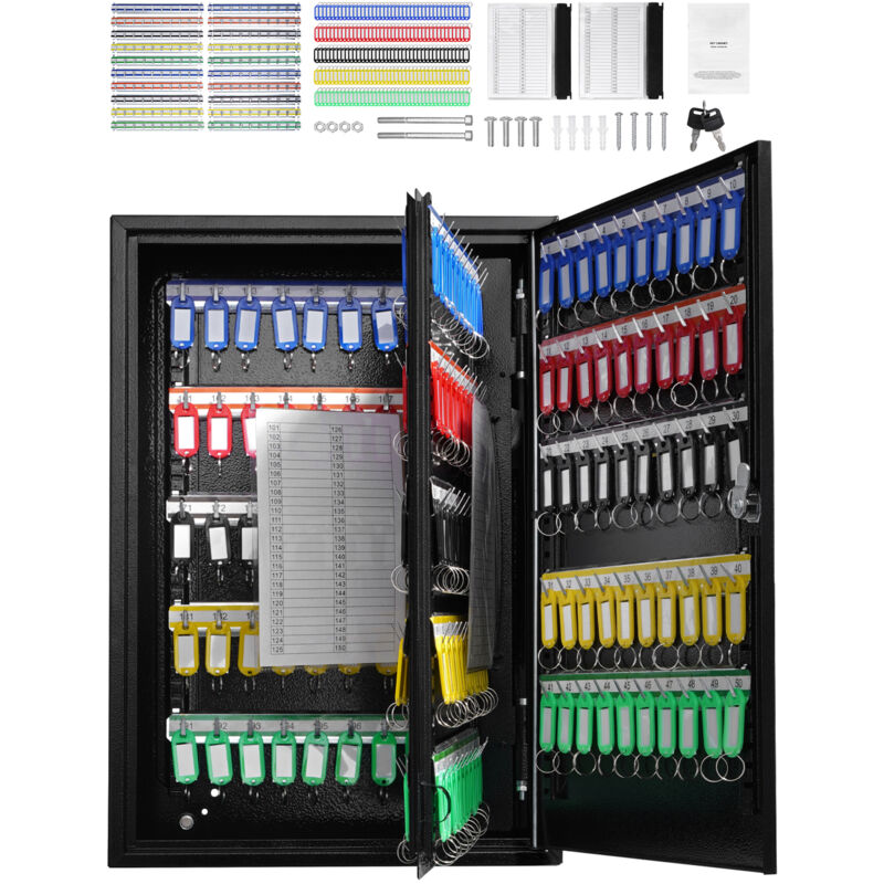 Mophorn - Armoire à 200 clés, boîte à clé de sécurité réglable, organiseur de clés en acier avec 200 étiquettes colorées et 4 cartes