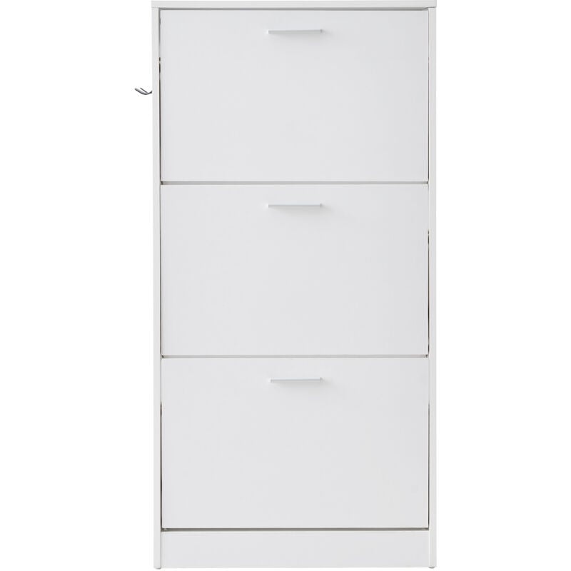 Mophorn - Armoire à chaussures 3 tiroirs rabattables, organiseur de rangement pour chaussures d'entrée avec crochets latéraux pour talons, bottes,