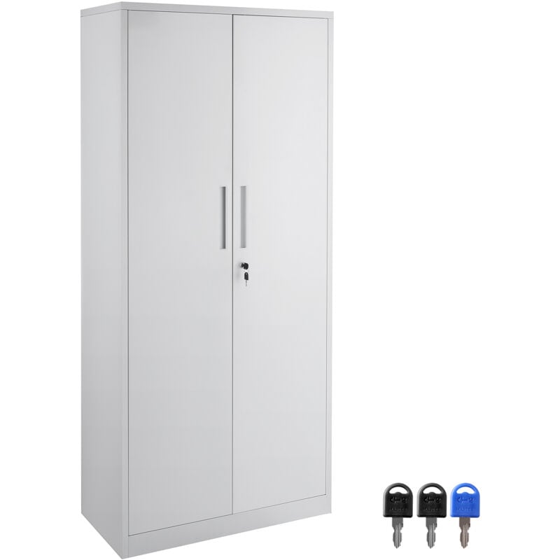 Mophorn - Armoire de rangement en métal . Armoire en acier blanc verrouillable avec 2 portes magnétiques et 4 tablettes réglables. 71'', capacité de