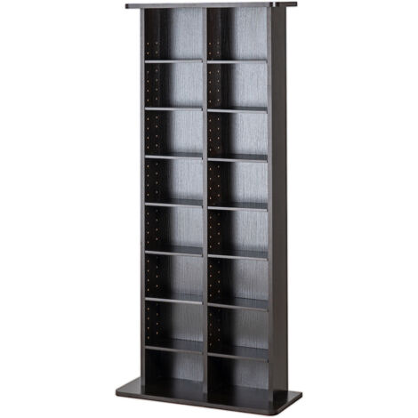 Mophorn – Armoire de rangement multimédia 8 étagères – Capacité 464 CD – Étagères réglables 16 compartiments – Base large anti-basculement