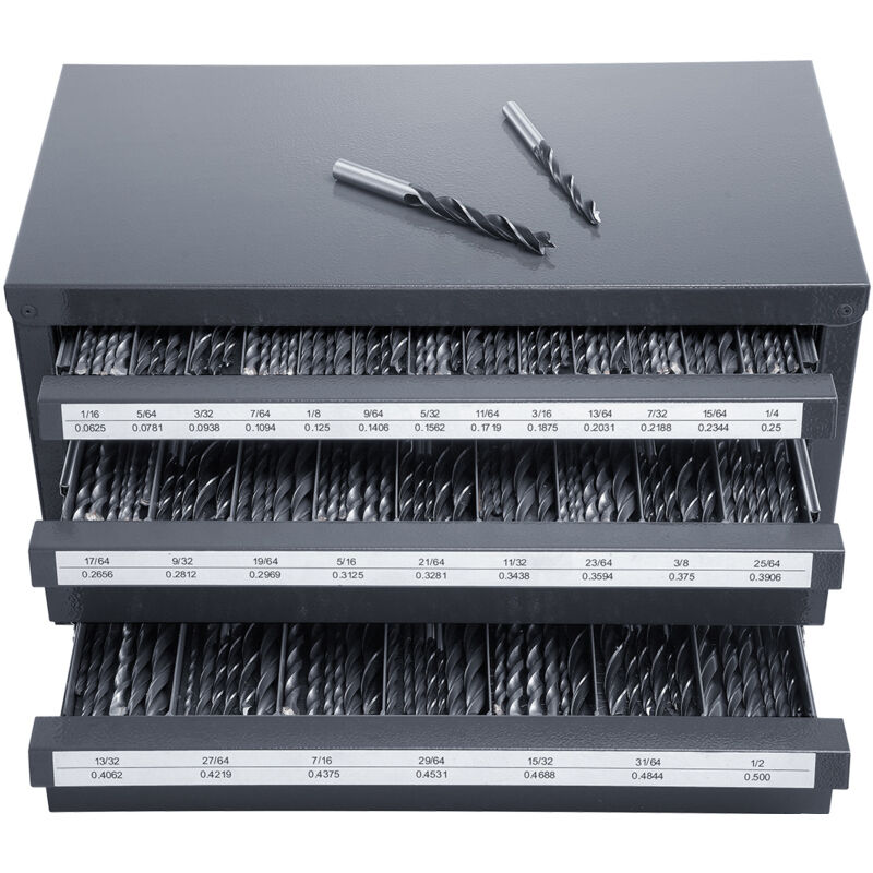 Mophorn - Armoire Distributeur de Forets, Organisateur à Trois Tiroirs pour 1/16'à 1/2', Armoire en Acier avec Etiquettes, Empilable pour le Stockage