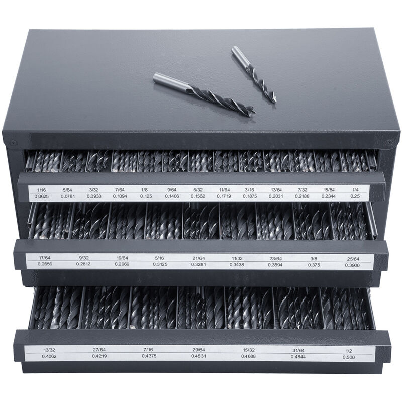 Mophorn Armoire Distributeur de Forets, Organisateur à Trois Tiroirs pour 1/16"à 1/2", Armoire en Acier avec Etiquettes, Empilable pour le Stockage
