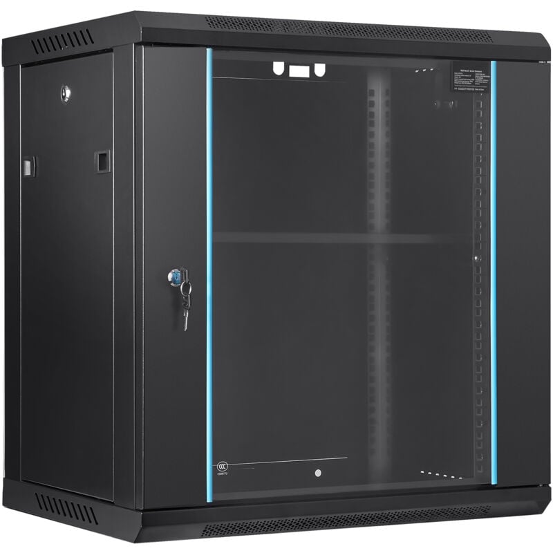 Armoire murale 12U pour serveur réseau, 15,5'' de profondeur, armoire pour serveur, capacité de charge maximale de 200 livres au sol, avec portes