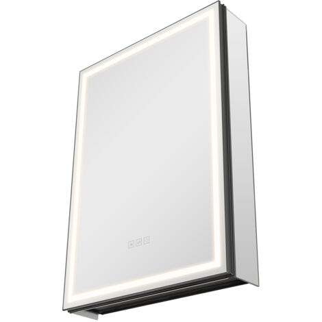 Mophorn Armoire Murale de Salle de Bain 50x70 cm, Meuble de Toilette avec Miroir LED à 3 Couleurs et Luminosité Réglable, Fonction Anti-Buée avec Mémoire et Étagère Ajustable