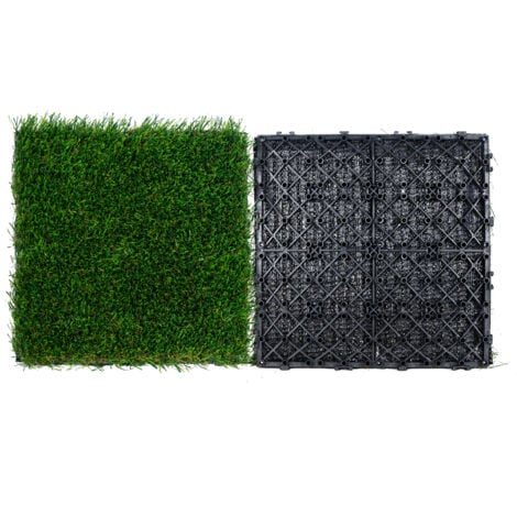 Mophorn Artifical Grass Tiles Interlocking Turf Deck Set, 9 Pack 305x305 mm, Synthetic Fake Grass Self-draining Mat Flooring Decor Pad, Perfect For Multi-Purpose Indoor Outdoor Entryway Scraper Dog Ma