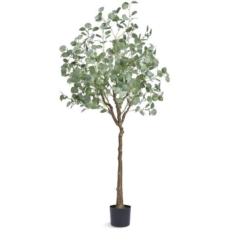 Mophorn Artificial Eucalyptus Tree 1.8m Tall Faux Plant PE Material Anti-Tip Tilt Protection Low-Maintenance Lifelike Green Fake Potted Tree Home Office Decor Indoor Outdoor