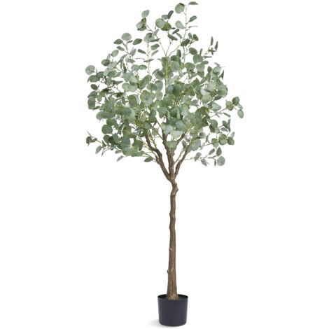 Mophorn Artificial Eucalyptus Tree 1.8m Tall Faux Plant PE Material Anti-Tip Tilt Protection Low-Maintenance Lifelike Green Fake Potted Tree Home Office Decor Indoor Outdoor