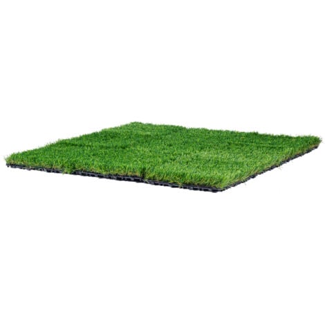 Mophorn Artificial Grass Tiles Interlocking Turf Deck Set, 18 Pack 305x305mm, Synthetic Fake Grass with Self-Draining Mat for Indoor/Outdoor Flooring, Perfect for Entryways, Dog Mats, and Multi-Purpos