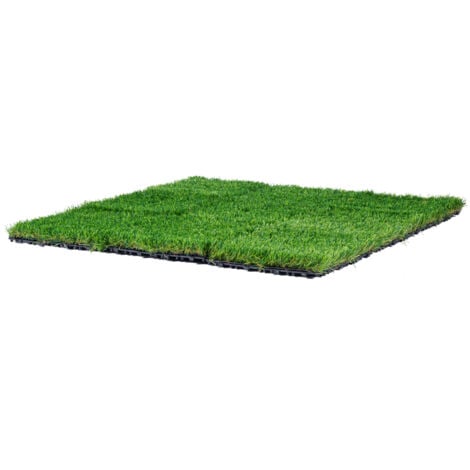 Mophorn Artificial Grass Tiles, Interlocking Turf Deck Set, 9 Pack 305x305mm, Self-Draining Flooring Mat, Multi-Purpose Indoor/Outdoor