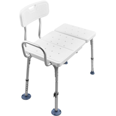 Mophorn Asiento de bañera con respaldo y apoyabrazos, silla ajustable en altura de 375 a 490 mm, capacidad de carga de 180 kg, ideal para ducha de adultos, personas mayores y con movilidad reducida