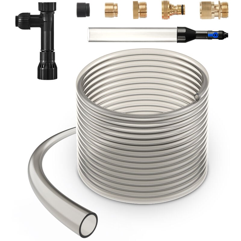 Aspirateur à gravier pour aquarium, tuyau en pvc de 10 m, siphon de nettoyage pour aquarium, 3 adaptateurs en laiton, pour nettoyer le gravier et le