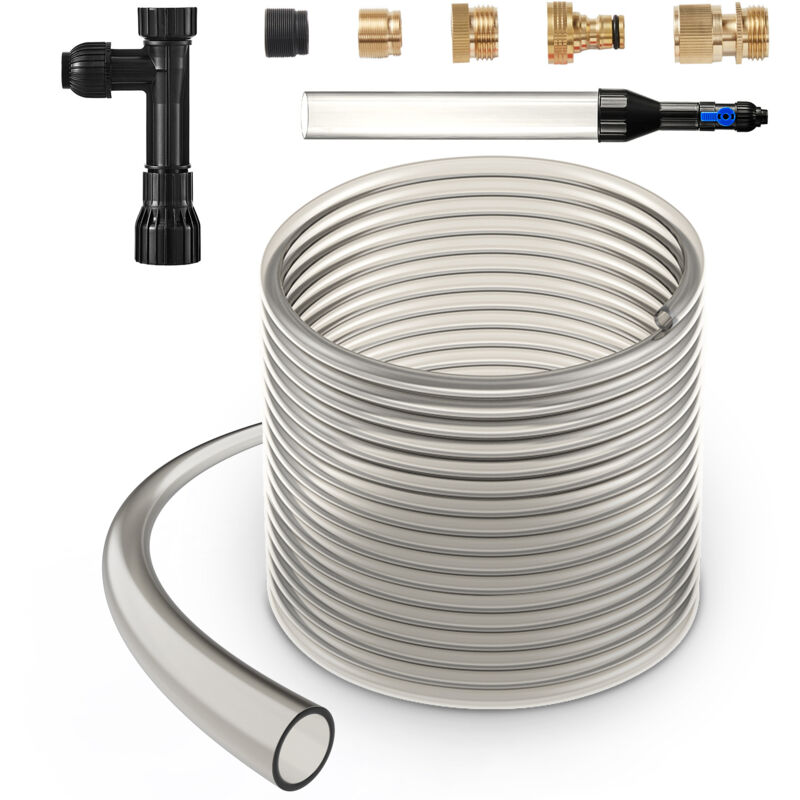 Aspirateur à gravier pour aquarium, tuyau en pvc de 15,2 m, aspirateur à gravier pour aquarium, aspirateur à siphon pour aquarium, 3 adaptateurs en