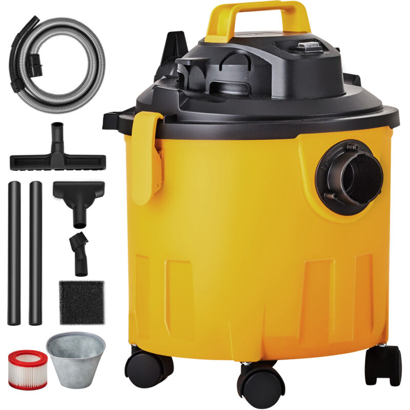 Aspirateur d'atelier sec/humide, 6 cv de pointe 18 l, aspiration et soufflerie puissantes, portable avec accessoires, idéal pour les tapis et les