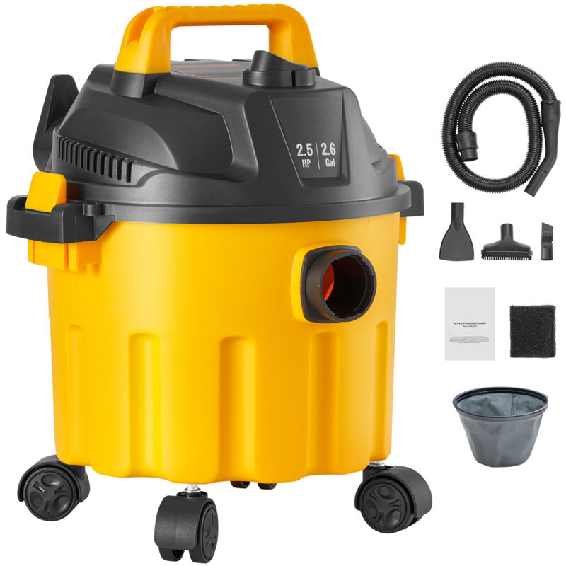 Aspirateur d'atelier sec/humide, capacité de 10 l, 2 cv de pointe, aspiration et soufflerie puissantes avec buse et roulettes, aspirateur portable