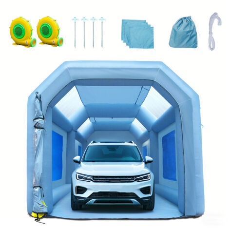 Mophorn aufblasbare Spritzkabine 20x10x8ft Autolackierzelt mit Filtersystem und 2 Gebläsen