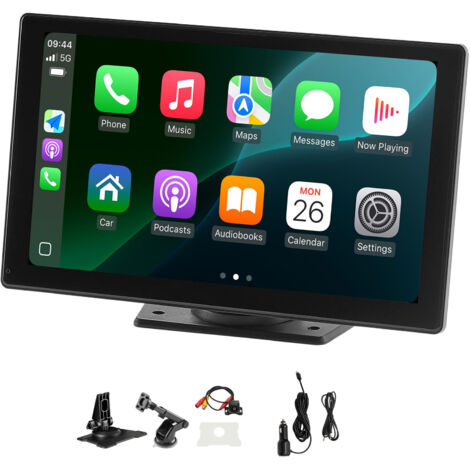 Mophorn Autoradio Portatile per Auto Senza Fili, Schermo Tattile HD da 228,6 mm Compatibile con Apple CarPlay e Android Auto, Include Telecamera di Retromarcia, Bluetooth e Navigazione GPS