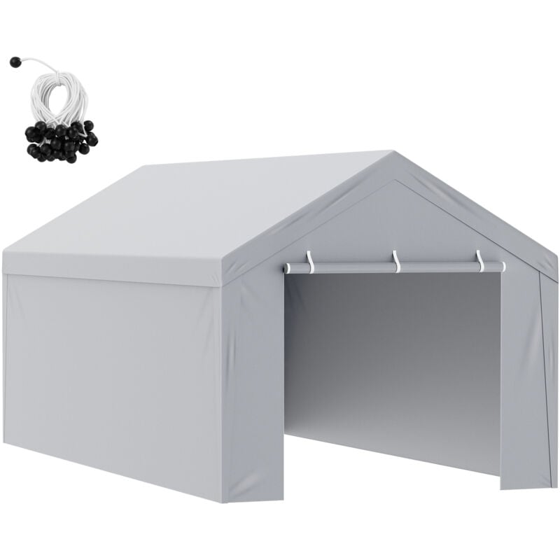 Auvent de remplacement pour abri d'auto 10' x 20', bâche robuste et imperméable pour tente de garage protégée contre les uv avec paroi latérale,