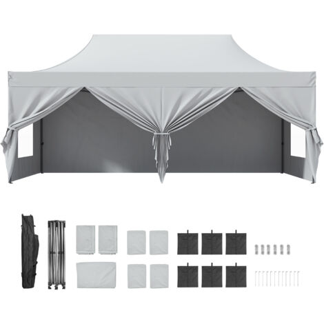 Mophorn Auvent escamotable, résistant aux UV, imperméable, tonnelle portable de 10 x 20 pi avec parois latérales amovibles, sac à roulettes. Idéal pour les événements en plein air, la terrasse