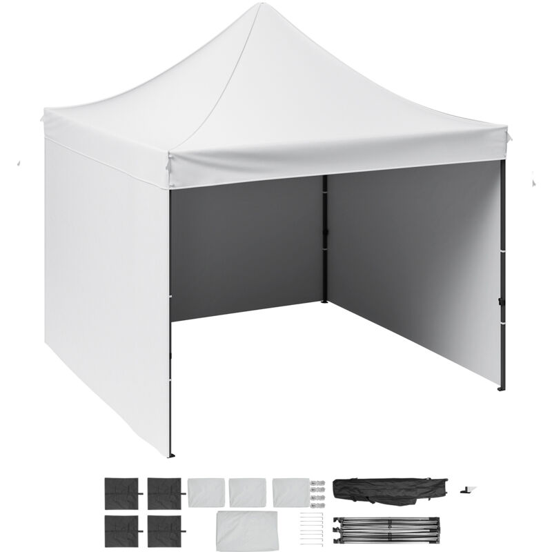 Auvent pop-up, tonnelle portable de 3 x 3 m avec sac à roulettes, parois latérales amovibles, résistante aux uv et imperméable, idéale pour les