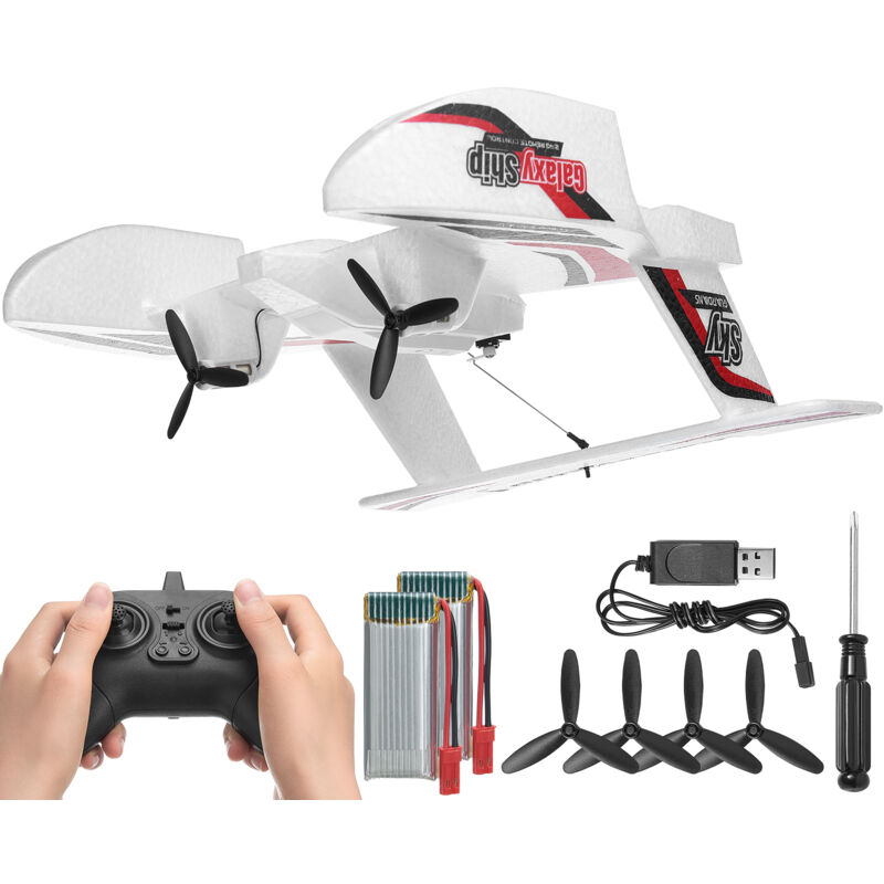 Avion rc - 2,4 GHz 3 canaux, gyroscope 6 axes, 2 batteries, amphibie, vol facile pour tous - Mophorn