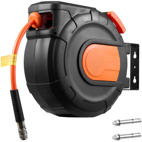 Mophorn Avvolgitubo per aria compressa con tubo in PVC da 15 m x 9,5 mm, pressione di 300 PSI, riavvolgimento automatico e cavo da 1 m, supporto girevole per montaggio a parete ideale per garage
