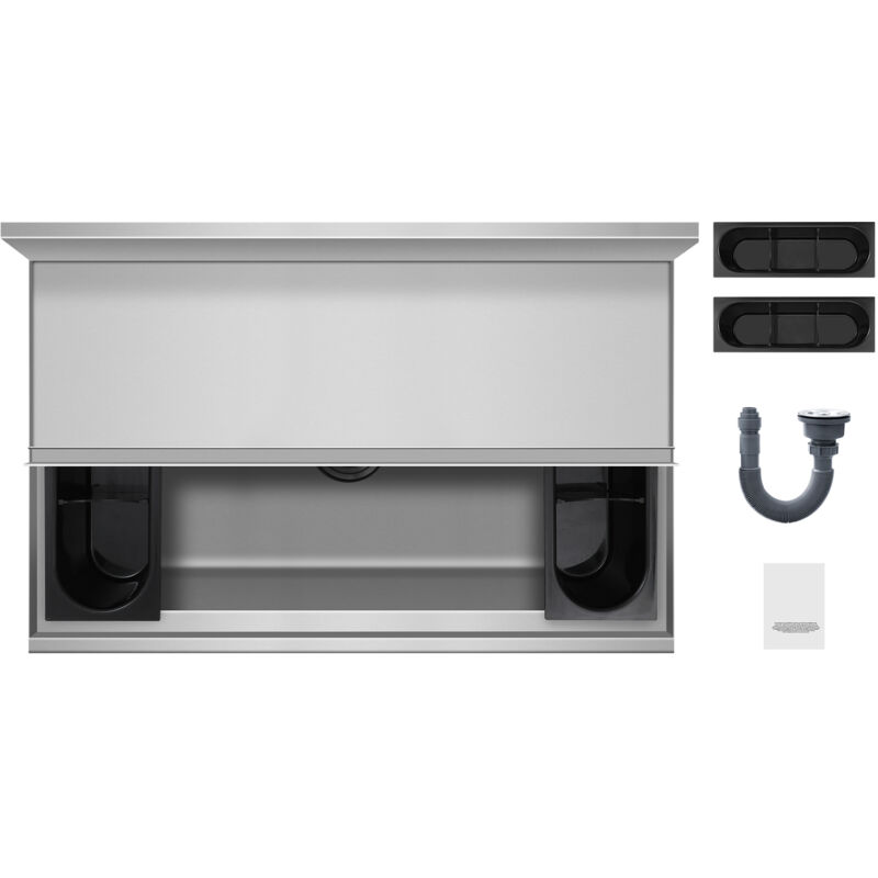 Mophorn - Bac à glaçons commercial, glacière sous comptoir de 78,4 l, 76 x 48 x 94 cm, acier inoxydable, couvercle coulissant, porte-bouteilles,